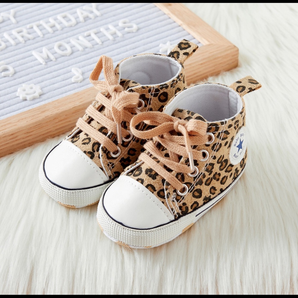 Baby Toddler Leopard Laceup Hightop Prewalker Shoe